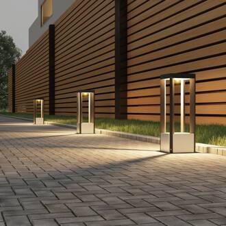 LED sokkellamp Kalisa, IP65, 42 cm, grijs, metaal donkergrijs (RAL 840-M)