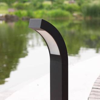 LED sokkellamp Lennik, 60 cm, antraciet, metaal grafietgrijs, wit transparant