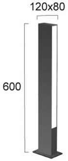 LED sokkellamp Lir, hoogte 60 cm, donkergrijs metaal, 2-lamps. donkergrijs, wit