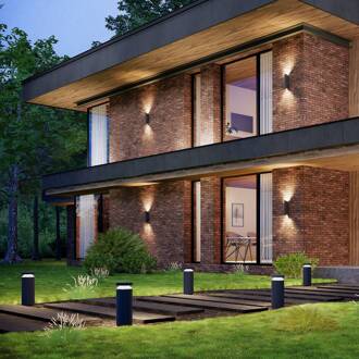 LED sokkellamp Mona, Ø 18 cm, aluminium, hoogte 45 cm zwart