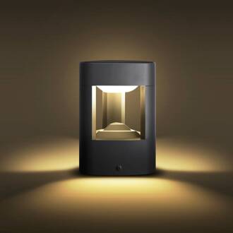 LED sokkellamp Pirron, 20 cm, driehoekig, IP54 antraciet