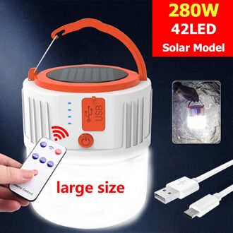 Led Solar Camping Lamp 280W Tent Licht Usb Opladen Draagbare Lantaarns Avondmarkt Lamp Energiebesparende Outdoor Emergency groot size met R