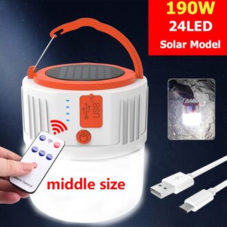 Led Solar Camping Lamp 280W Tent Licht Usb Opladen Draagbare Lantaarns Avondmarkt Lamp Energiebesparende Outdoor Emergency midden- size met R