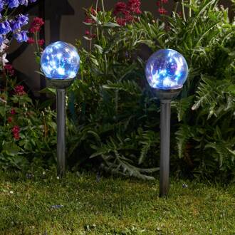 LED solar-grondspies lamp Firefly Opaal in 4/set zwart, transparant