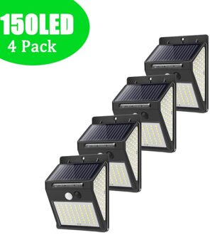 Led Solar Light Outdoor Motion Sensor Wandlamp Waterdichte Zonne-energie Pathway Licht (100/150LED 1/2/4/8 Pcs) 150 LED 4 Pack