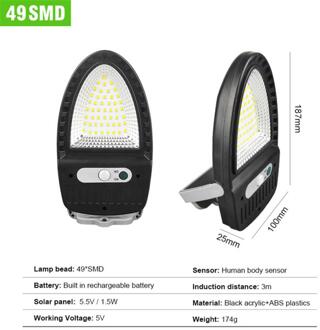 Led Solar Light Outdoor Solar Lamp Pir Motion Sensor Wandlamp Waterdichte Solar Light Outdoors Voor Tuin Decoratie 49 LED
