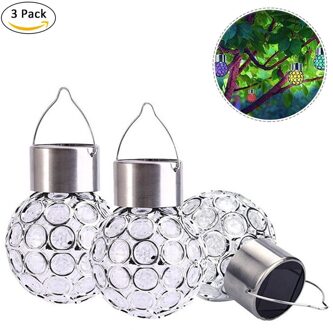 LED Solar Power Glas Bal Kristal Opknoping Licht Kleur Veranderende Tuin Decoratie Licht voor Outdoor Yard Villa Kerst Decor 3 stk