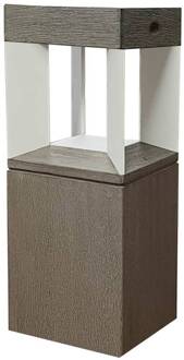 LED solar-sokkellamp Teckalu sensor teak/wit teakhout grijs, wit