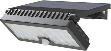 LED Solar Tuinverlichting met Sensor - Wandlamp op Zonne-energie met Bewegingssensor - Brinton Solara - 10W 1000lm - Aanpasbare Lichtkleur 3000K-4000K-6500K - IP54 - Zwart Helder/Koud wit;Warm wit;Natuurlijk wit