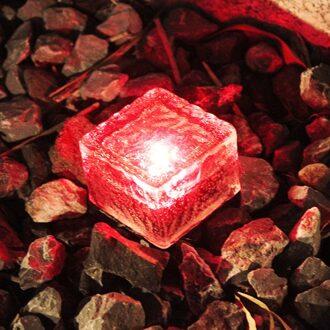 Led Solar Underground Lamp Solar Tuin Deklicht Brick Ice Cube Path Floor Licht Trap Gazon Dek Solar Begraven Lampen rood