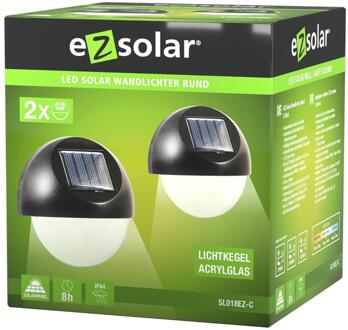 LED Solar wandlampset 2-delig warmwit zwart
