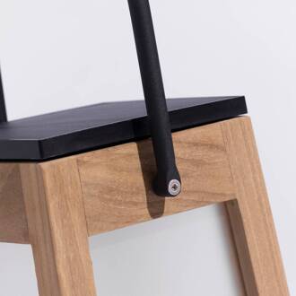 LED solarlantaarn Tecka draagbaar, teak 25 cm hout licht, wit frosted, zwart