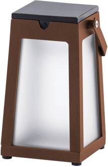 LED solarlantaarn Tinka draagbaar, corten roest, mat wit