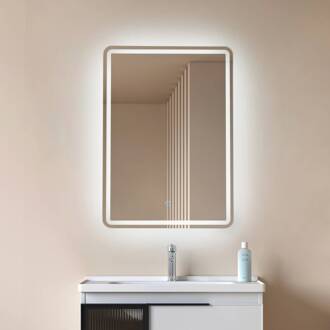 LED-spiegel Celestiel, hoekig, verwarmbaar, CCT, 70 cm chroom