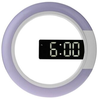 Led Spiegel Hollow Wandklokken Home Decor Multifunctionele Alarm Temperatuur Ring Licht Digitale Wandklok