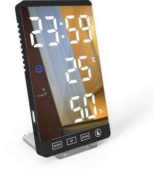 Led Spiegel Klokken Tafelklok Met Weer Temperatuur Elektronische Temperatuur Vochtigheid Meter Digitale Thermometer nee.1