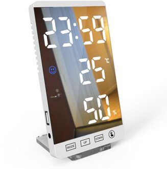 Led Spiegel Klokken Tafelklok Met Weer Temperatuur Elektronische Temperatuur Vochtigheid Meter Digitale Thermometer nee.2