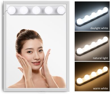 Led Spiegel Licht Met 5 Lampen Voor Badkamer Kleedkamer Tafel Usb Opladen Dimbare 3 Kleur Modi Vanity Make-Up Cosmetische lichten