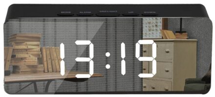 Led Spiegel Wekker Digitale Snooze Tafel Klok Wake Up Light Elektronische Grote Tijd Temperatuur Display Home Decoratie Klok