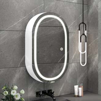 LED Spiegelkast - Afimera Lina Wit 40x80 cm - Dimbaar - Aanpasbare Lichtkleur CCT - Anti-Condens - Touch Schakelaar - IP44 Gecertificeerd Helder/Koud wit;Warm wit;Natuurlijk wit