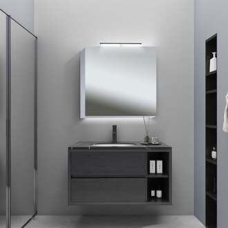 LED Spiegelkast - Afimera Vanity 60x60 cm - Randloos - Aluminium - Witte Afwerking - IP44 Gecertificeerd Helder/Koud wit