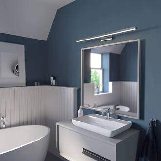 LED spiegellamp Jukka, 90 cm, chroom, metaal, IP44 wit, chroom