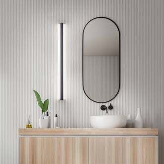 LED spiegellamp LOOM, lengte 120 cm, zwart, IP44