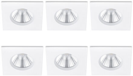 LED Spot 6 Pack - Inbouwspot - Trion Zagrona - 5W - Waterdicht IP65 - Dimbaar - Warm Wit 3000K - Mat Wit - Aluminium