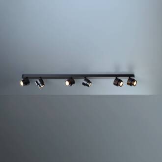 LED-spot BRUSH, zwart, 110 cm, 6-lamps, metaal, dimbaar 2.700 K