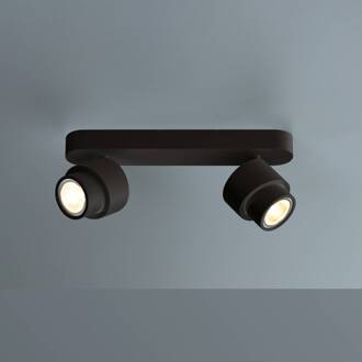 LED-spot BRUSH, zwart, 30 cm, 2-lamps, metaal, dimbaar, 2.700 K