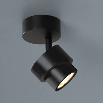 LED-spot BRUSH, zwart, Ø 7 cm, metaal, dimbaar, 2.700 K