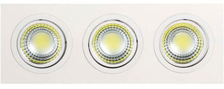 LED Spot - Inbouwspot 3-lichts - Rechthoek 15W - Helder/Koud Wit 6400K - Mat Wit Aluminium - Kantelbaar 255x93mm
