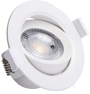 LED Spot - Inbouwspot - Aigi Nilona - 5W - Helder/Koud Wit 6500K - Rond - Kantelbaar - Mat Wit - Aluminium