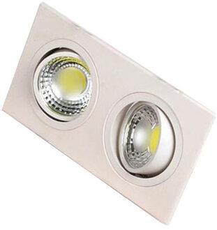 LED Spot - Inbouwspot Dubbel - Rechthoek 10W - Helder/Koud Wit 6400K - Mat Wit Aluminium - Kantelbaar 175x93mm