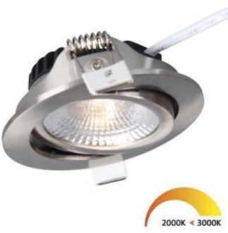 LED Spot - Inbouwspot - ED-10024 - 5W - Waterdicht IP54 - Dimbaar - Dim to Warm - Warm Wit 2000K-3000K - Zilverkleurig