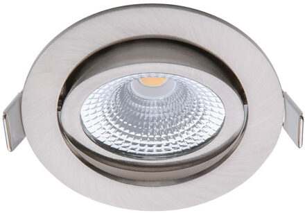 LED Spot - Inbouwspot - ED-10030 - 5W - Waterdicht IP54 - Dimbaar - Warm Wit 2700K - Mat Nikkel - Aluminium - Zilverkleurig