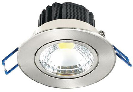LED Spot - Inbouwspot - Lila - 5W - Helder/Koud Wit 6400K - Rond - Mat Chroom - Aluminium - Kantelbaar - Ø83mm Zilverkleurig