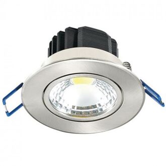 LED Spot - Inbouwspot - Lila - Rond 5W - Warm Wit 2700K - Mat Chroom Aluminium - Kantelbaar Ø83mm Zilverkleurig