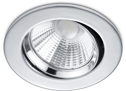 LED Spot - Inbouwspot - Trion Paniro - Rond 5W - Dimbaar - Warm Wit 3000K - Mat Chroom - Aluminium - Ø80mm Zilverkleurig