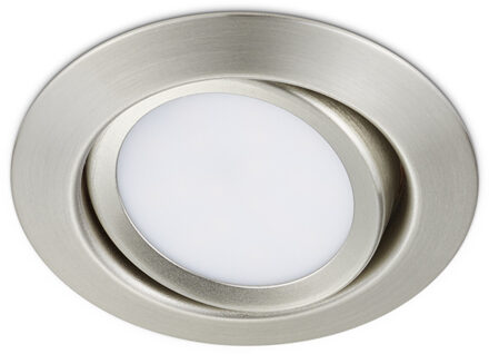 LED Spot - Inbouwspot - Trion Roluno - 5W - Warm Wit 3000K - Rond - Mat Nikkel - Aluminium - Ø80 Zilverkleurig