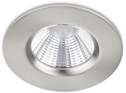 LED Spot - Inbouwspot - Trion Zagrona - 5W - Waterdicht IP65 - Dimbaar - Warm Wit 3000K - Mat Nikkel - Aluminium - Rond Zilverkleurig