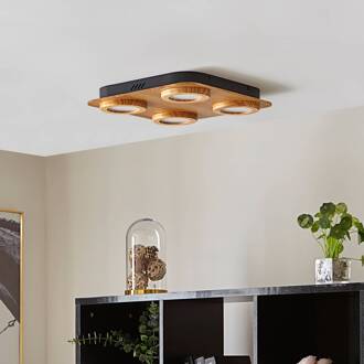 LED spot Joren, hout, 38 x 38 cm, 4-lamps, 3.000 K licht hout, wit