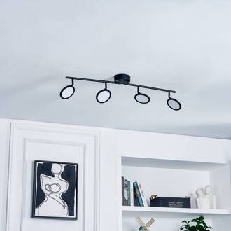 LED spot Manel, zwart, ijzer, 82 cm lang, 4-lamps zwart, wit