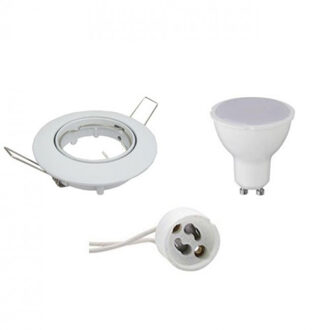 LED Spot Set - Aigi - GU10 Fitting - Inbouw Rond - Glans Wit - 8W - Helder/Koud Wit 6400K - Kantelbaar Ø82mm