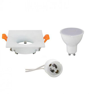 LED Spot Set - Aigi - GU10 Fitting - Inbouw Vierkant - Mat Wit - 8W - Warm Wit 3000K - 85mm