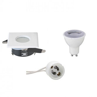 LED Spot Set - Aigi - GU10 Fitting - Waterdicht IP65 - Dimbaar - Inbouw Vierkant - Mat Wit - 6W - Helder/Koud Wit 6400K