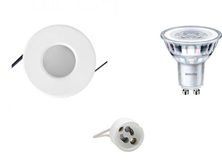 LED Spot Set - Aigi - GU10 Fitting - Waterdicht IP65 - Inbouw Rond - Mat Wit - Ø82mm - Philips - CorePro 840 36D - 4W
