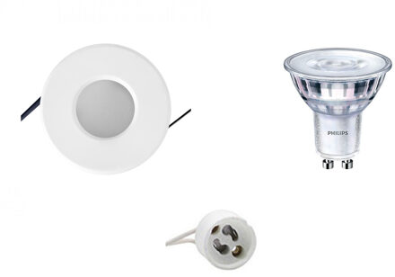 Led Spot Set - Aigi - Gu10 Fitting - Waterdicht Ip65 - Inbouw Rond - Mat Wit - Ø82mm - Philips - Sceneswitch 827 36d