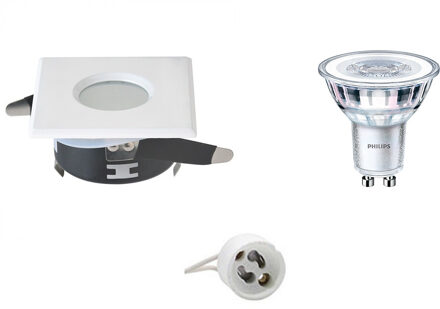 LED Spot Set - Aigi - GU10 Fitting - Waterdicht IP65 - Inbouw Vierkant - Mat Wit - 82mm - Philips - CorePro 840 36D - 5W