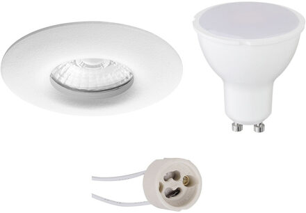 LED Spot Set - Aigi - Pragmi Luno Pro - Waterdicht IP65 - GU10 Fitting - Inbouw Rond - Mat Wit - 6W - Helder/Koud Wit